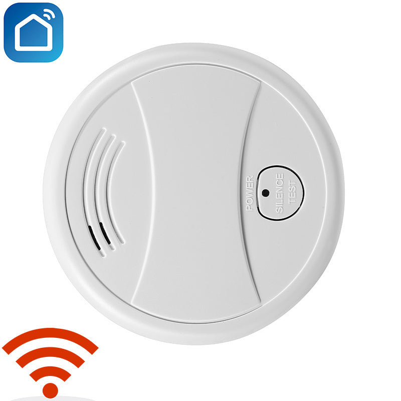 1pc WIFI Smoke Detector; Fire Protection Alarm Sensor; Independent Wireless Battery Operated For Smart Life; Push Alert Home Security; No Battery Moorescarts