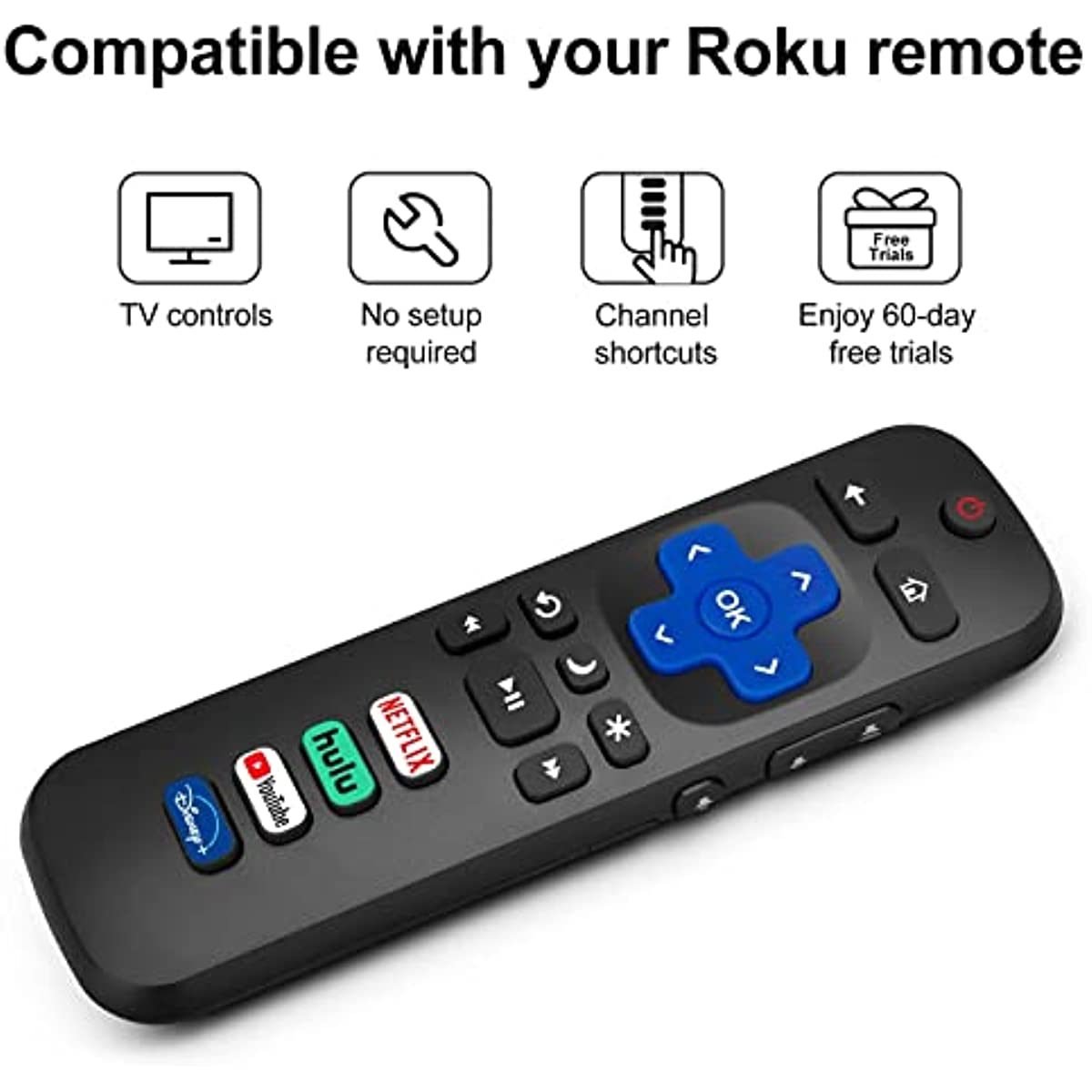 (Pack of 2) Replaced Remote Control Only for Roku TV; Compatible for TCL/Hisense/Onn/Sharp/Element/Westinghouse/Philips Roku Series Smart TVs (Not for Roku Stick and Box) Moorescarts