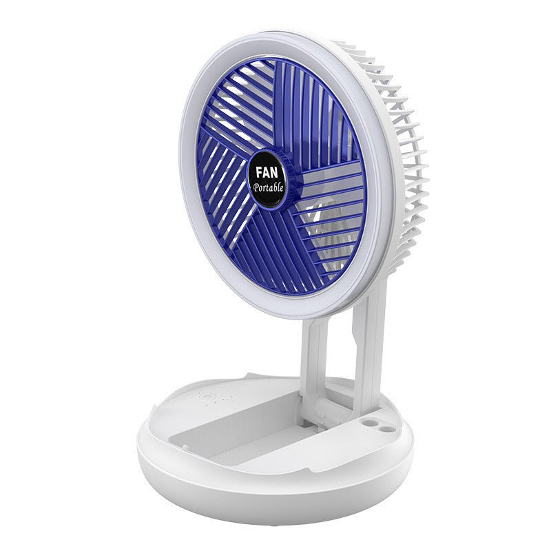 USB Charging Foldable Desk Fan Wall Mounted Hanging Ceiling Fan with LED Light 4 Speed Adjustable For Home Room Air Cooler Fan - Moorescarts
